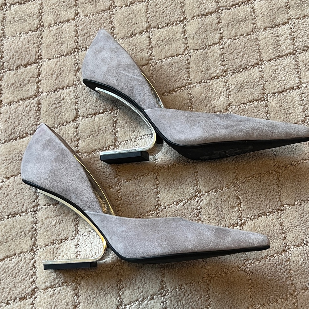 NIB Jeffrey Campbell Juliette Gray Grey Suede Silver heels Women's Shoes - Picture 4 of 8